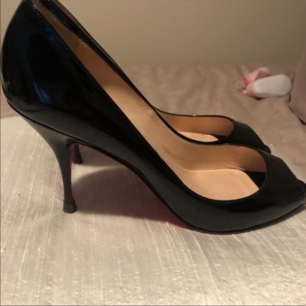 Christian Louboutin Patent Leather Peep-Toe Heels